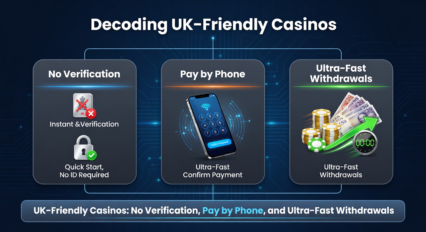 Close-up of a hand holding a smartphone with SMS deposit confirmation from a mobile carrier, overlaid with casino game thumbnails and a timer showing under-5-minute withdrawal processing for UK users