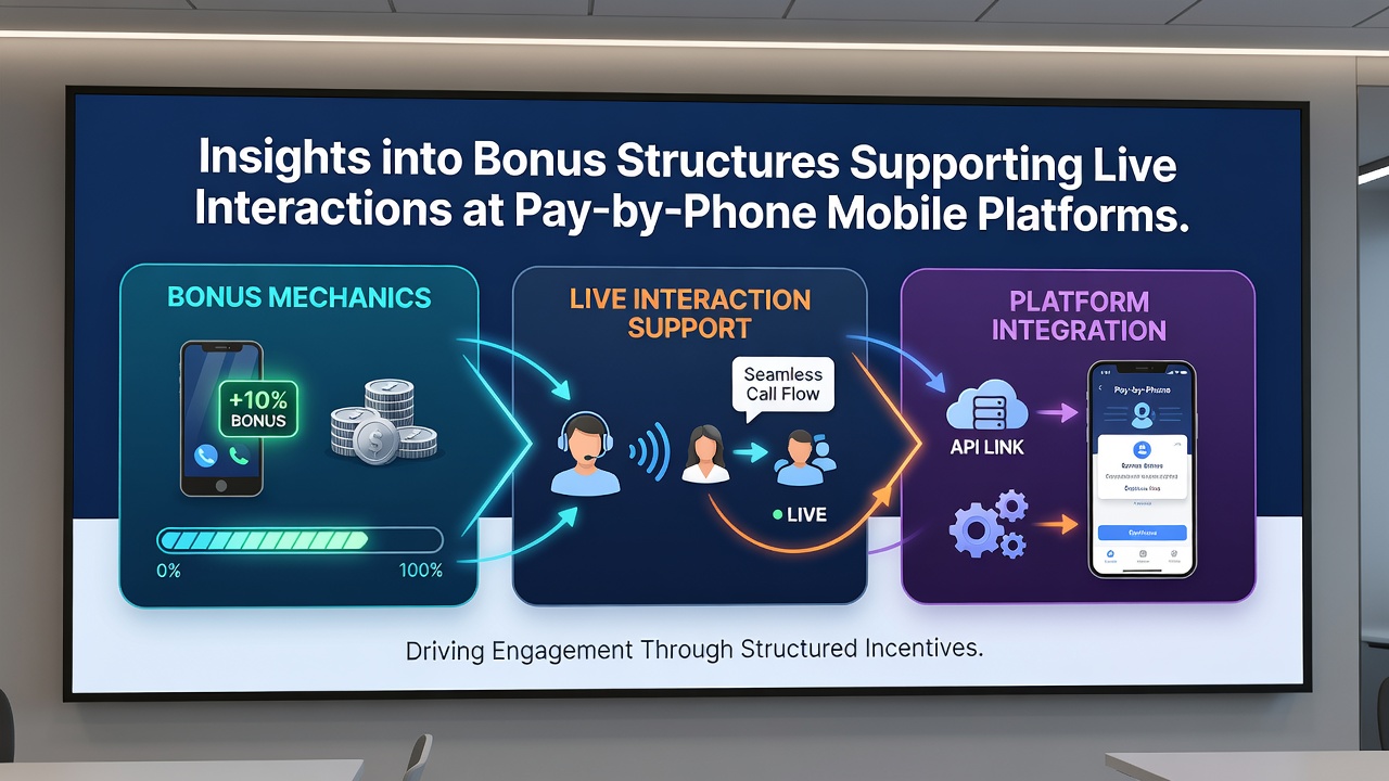 Analytics dashboard displaying bonus structures and live interaction metrics on a pay-by-phone mobile platform